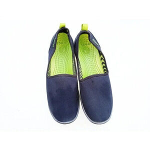 Crocs Womens Duet Busy Day Skimmer Comfort Shoes Solid Black Slip On 7 M